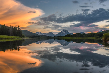 Grand Tetons reflection at sunset
