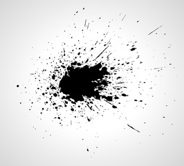 Vector ink splash. Abstract black grunge stain.