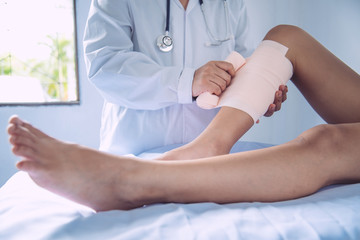 Doctors are treating patients with leg injuries