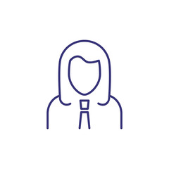 Businesswoman line icon. Shape of woman in tie. Human resource concept. Can be used for topics like personal data file, business profile, avatar