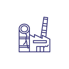 Devastation line icon. Closed factory, bankruptcy, recession. Crisis concept. Can be used for topics like unemployment, work loss, economy