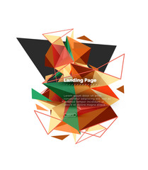 Triangular design abstract background, landing page. Low poly style colorful triangles on white