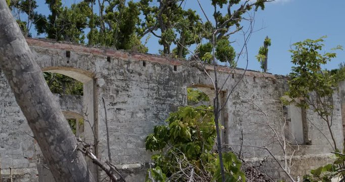 abandoned destroyed house on denis beach, St John, hurricane Irma and Maria