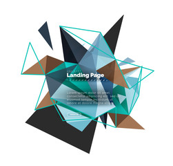 Triangular design abstract background, landing page. Low poly style colorful triangles on white