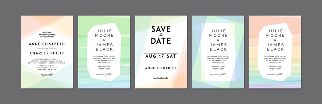 Set of Modern Colorful Wedding Invitations