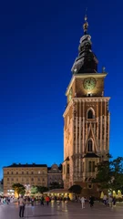Foto op Canvas Krakau - Stadhuistoren op het blauwe uur © majonit