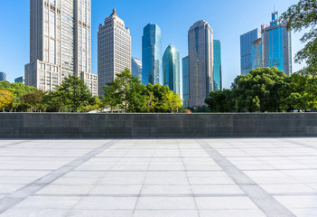 empty square with city skyline