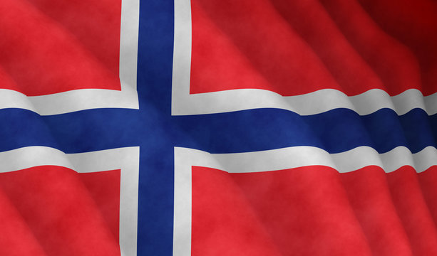 Illustration of a flying Norwegian flag