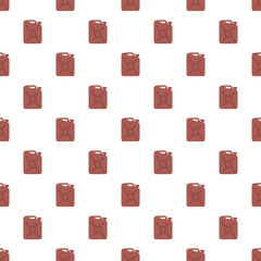 The canister. Seamless vector pattern with red can for fuel on a white background.