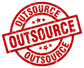 outsource round red grunge stamp