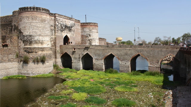 Fort bridge and Lohiya Gate in Bharatpur, India