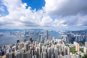 panoramic city skyline in hong kong china