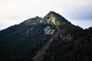 mountain peak illuminated by the sun