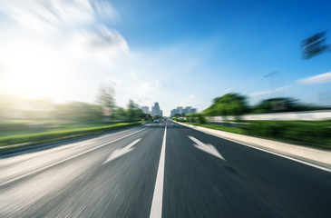 high speed view of asphalt road