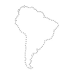 South America abstract schematic map from the black dots along the perimeter. Vector illustration.