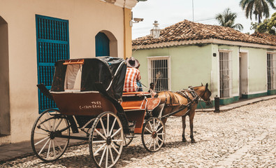 Fototapeta na wymiar Horse and carriage Cuba