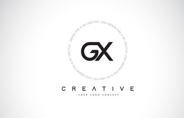 GX G X Logo Design with Black and White Creative Text Letter Vector.