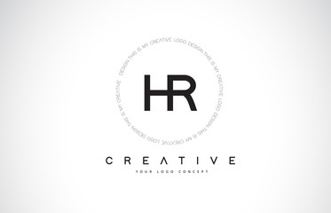 Fototapeta na wymiar HR H R Logo Design with Black and White Creative Text Letter Vector.