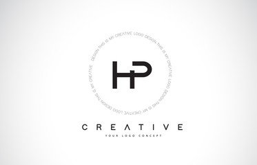 Fototapeta na wymiar HP H P Logo Design with Black and White Creative Text Letter Vector.