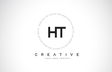 HT H T Logo Design with Black and White Creative Text Letter Vector.