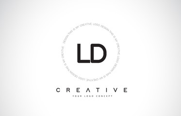 LD L D Logo Design with Black and White Creative Text Letter Vector.