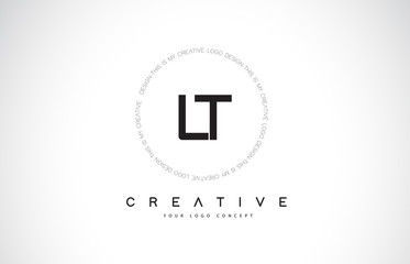 LT L T Logo Design with Black and White Creative Text Letter Vector.