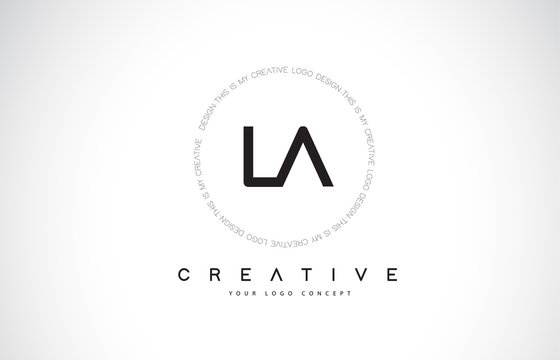 LA L A Logo Design with Black and White Creative Text Letter Vector.