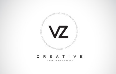 VZ V Z Logo Design with Black and White Creative Text Letter Vector.