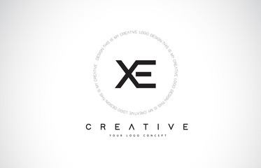 Fototapeta na wymiar XE X E Logo Design with Black and White Creative Text Letter Vector.