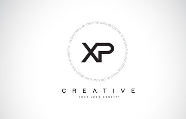 XP X P Logo Design with Black and White Creative Text Letter Vector.