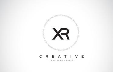 XR X R Logo Design with Black and White Creative Text Letter Vector.