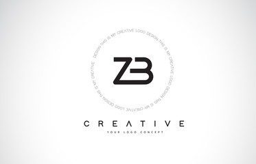 ZB Z B Logo Design with Black and White Creative Text Letter Vector.
