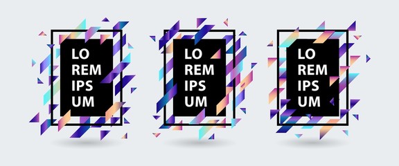 Trendy poster, banner background template with vibrant blue purple gradient bold color abstract geometric triangle polygonal shapes. Vector modern layout, backdrop with space text illustration