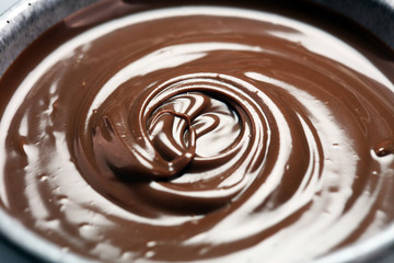 Melting chocolate, melted delicious chocolate for praline icing confectionery