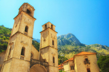 Fototapeta na wymiar Montenegro.Church in the old town of Kotor.Montenegro.