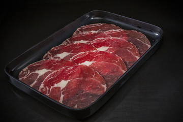 Raw Beef for Sukiyaki, shabu shabu, thin sliced beef