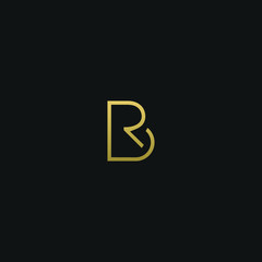 Modern trendy elegant BR black and gold color initial based letter icon logo