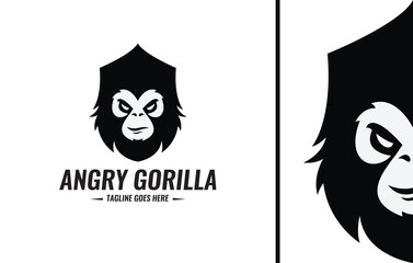 Angry gorilla logo design template. Vector illustration © graphicstudio1122