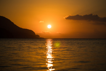 Sunrise sun above sea and sky Turkey