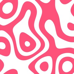 Monochromatic seamless line art pattern in pink color over white background
