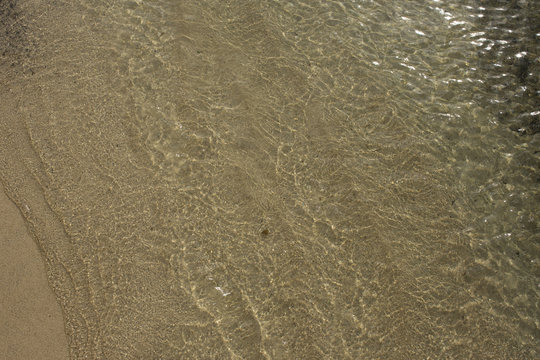 Close up wave over sand