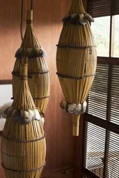 Detail tropical bamboo lights