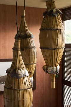 Detail tropical bamboo lights