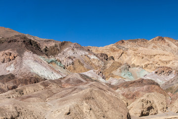 Colorful mudstone badlands of the Artist Palette, Artist Drive, Death Valley National Park, California, USA.