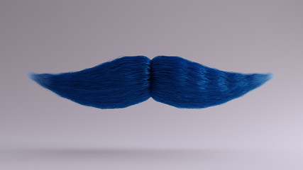 Big Blue Bushy Mustache 3d illustration 3d render