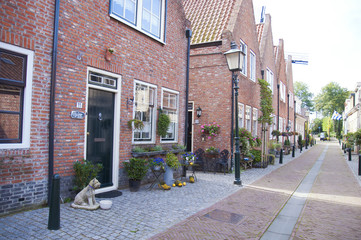 Street in the old town in the Netherlands. Travels in Europe