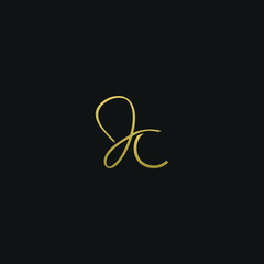 Modern creative elegant JC black and gold color initial based letter icon logo