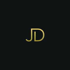 Modern creative elegant JD black and golden color initial based letter icon logo