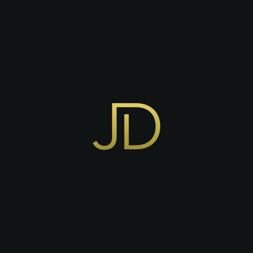 Modern creative elegant JD black and golden color initial based letter icon logo