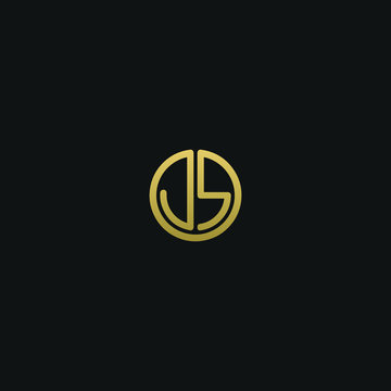 Modern creative elegant JS black and golden color initial based letter icon logo